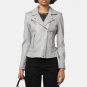 Ashley Grey Biker Leather Jacket