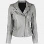 Ashley Grey Biker Leather Jacket