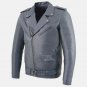 Asymmetrical Biker Blue Leather Jacket