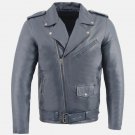 Asymmetrical Biker Blue Leather Jacket