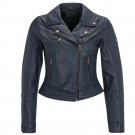 Asymmetrical Biker Blue Leather Jacket