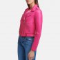 Asymmetrical Leather Hot Pink Jacket