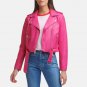 Asymmetrical Leather Hot Pink Jacket
