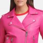 Asymmetrical Leather Hot Pink Jacket
