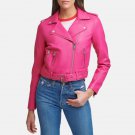 Asymmetrical Leather Hot Pink Jacket