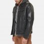 Men Black Hooded Leather Jacket
