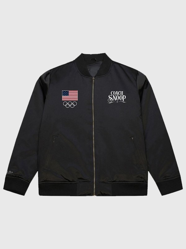 Mitchell & Ness Team USA Coach Snoop Satin Bomber Jacket