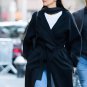 Kendall Jenner SoHo NYC Black Wrap Coat