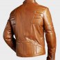 Mens Brown Padded Motorcycle Leather Jacket