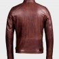 Mens Brown Caf&Atilde;&copy; Racer Waxed Detailed Leather Jacket