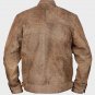 Mens Khakhi Distressed Caf&Atilde;&copy; Racer Vintage Jacket