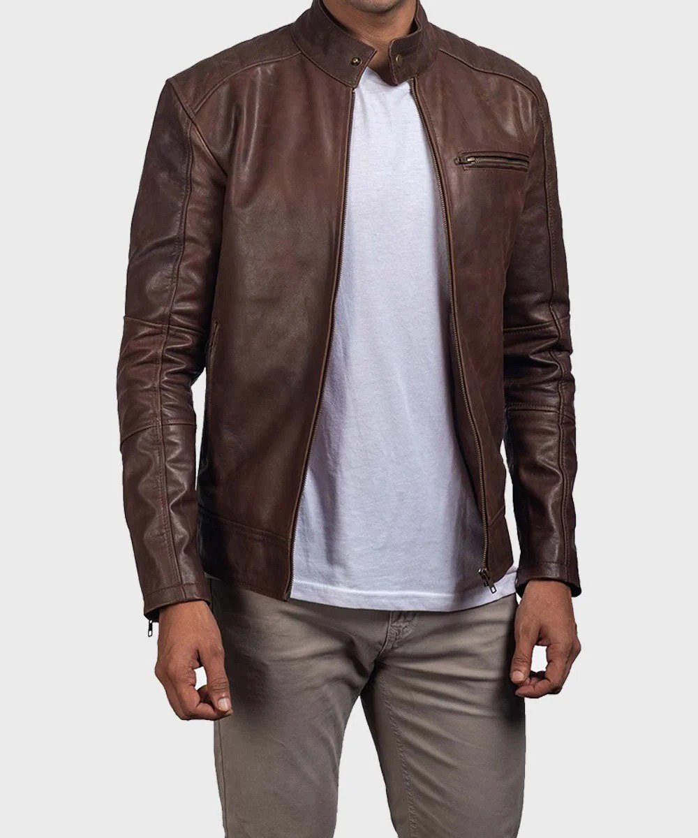 Casual Brown Mens Leather Jacket