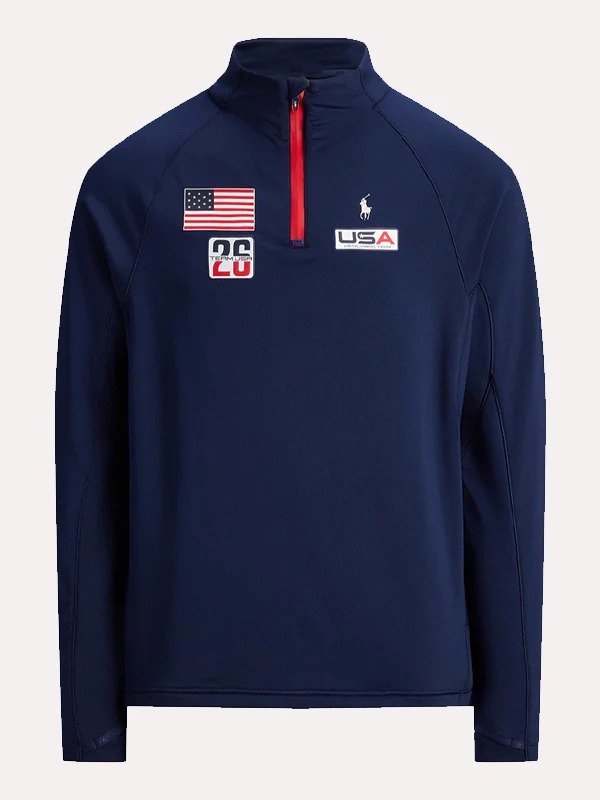 Team USA Quarter Zip Navy Pullover Jacket