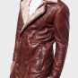 Mens Mid-Length Brown Shearling Leather Coat