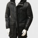 Mens Black Sheepskin Duffle Coat