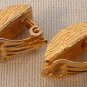 Vintage Damascene Gold Inlaid Bird & Floral on Black .75 Inch Clip Earrings and Brooch