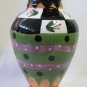GANZ Bella Casa Handpainted Vase Blk Wht Grn Orange 9 In