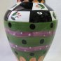 GANZ Bella Casa Handpainted Vase Blk Wht Grn Orange 9 In