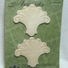 Hardwood Wood Accents Ornamental Birch Shell Fleur de Lis Pieces 3 Inches