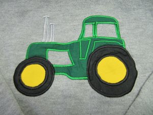 JERZEES Big Green Tractor Applique Sweatshirt Size Boys Med 8-10