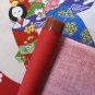 Japanese Scroll Man and Woman in Asian Garb Red Floral 23x14 In NIB