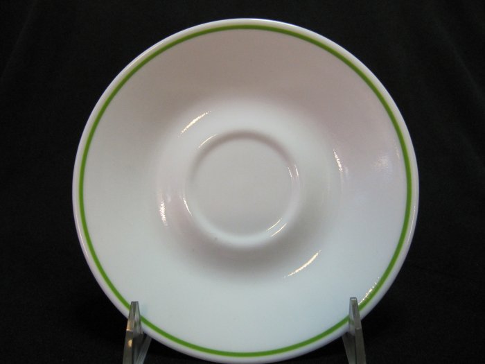 CORELLE White Saucer with Lime Green Trim 6.25 Inches