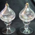 Vintage Pair Etched Satin Glass Oil Lamps Light Lighting from Ireland 5.5 In