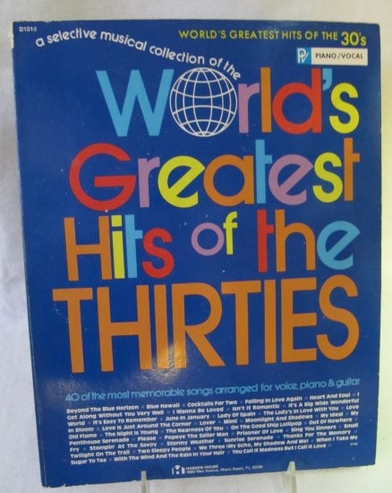 Vintage World's Greatest Hits of the Thirties Softcover Music Book Piano Vocals