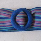 Vintage Fabric Cinch Belt Striped Blue Teal Purple Pink Red 3 x 36 Inches in EUC