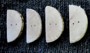 Set of Four Lg Handcrafted Russian Olivewood Buttons Toggle Half Round 2.5 In