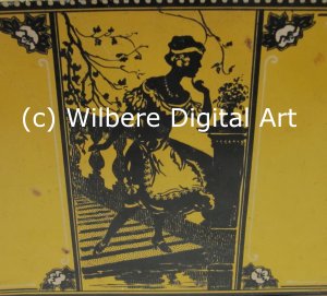 Digital Art JPG Photo Flapper Woman Silhouette on Vintage Yellow Tin