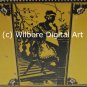 Digital Art JPG Photo Flapper Woman Silhouette on Vintage Yellow Tin