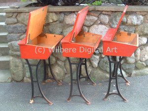 Digital Art JPG Photo Three Red Desks
