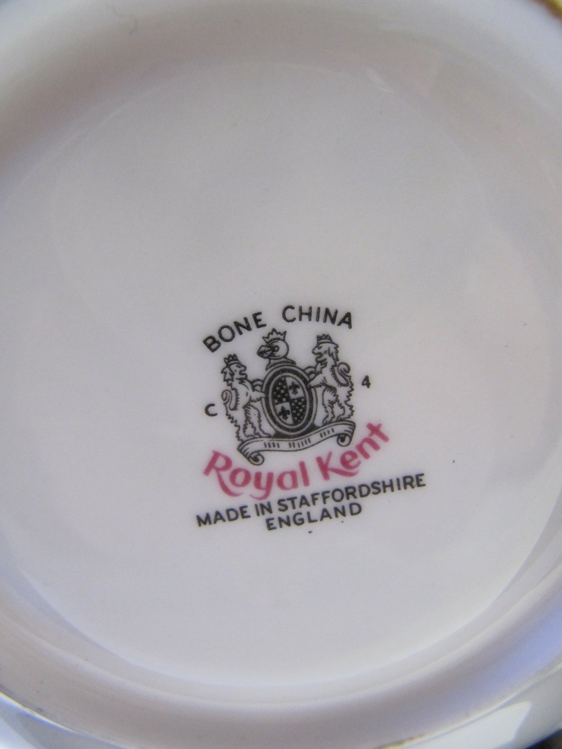 Vintage ROYAL KENT Staffordshire Cup & Saucer Bone China White w Blue ...