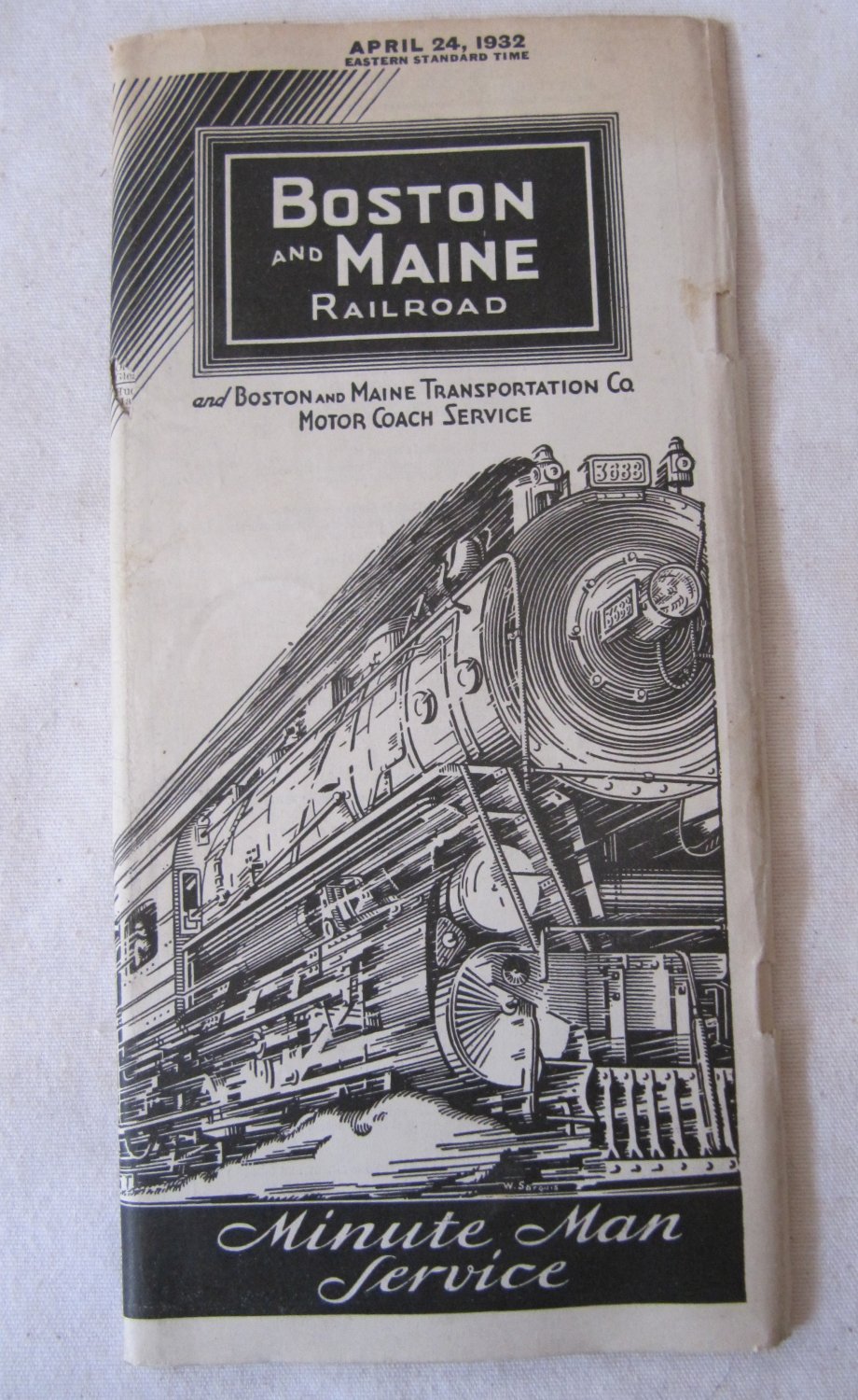 Vintage 1932 Railroad Train Schedule Time Table Boston And Maine Railroad