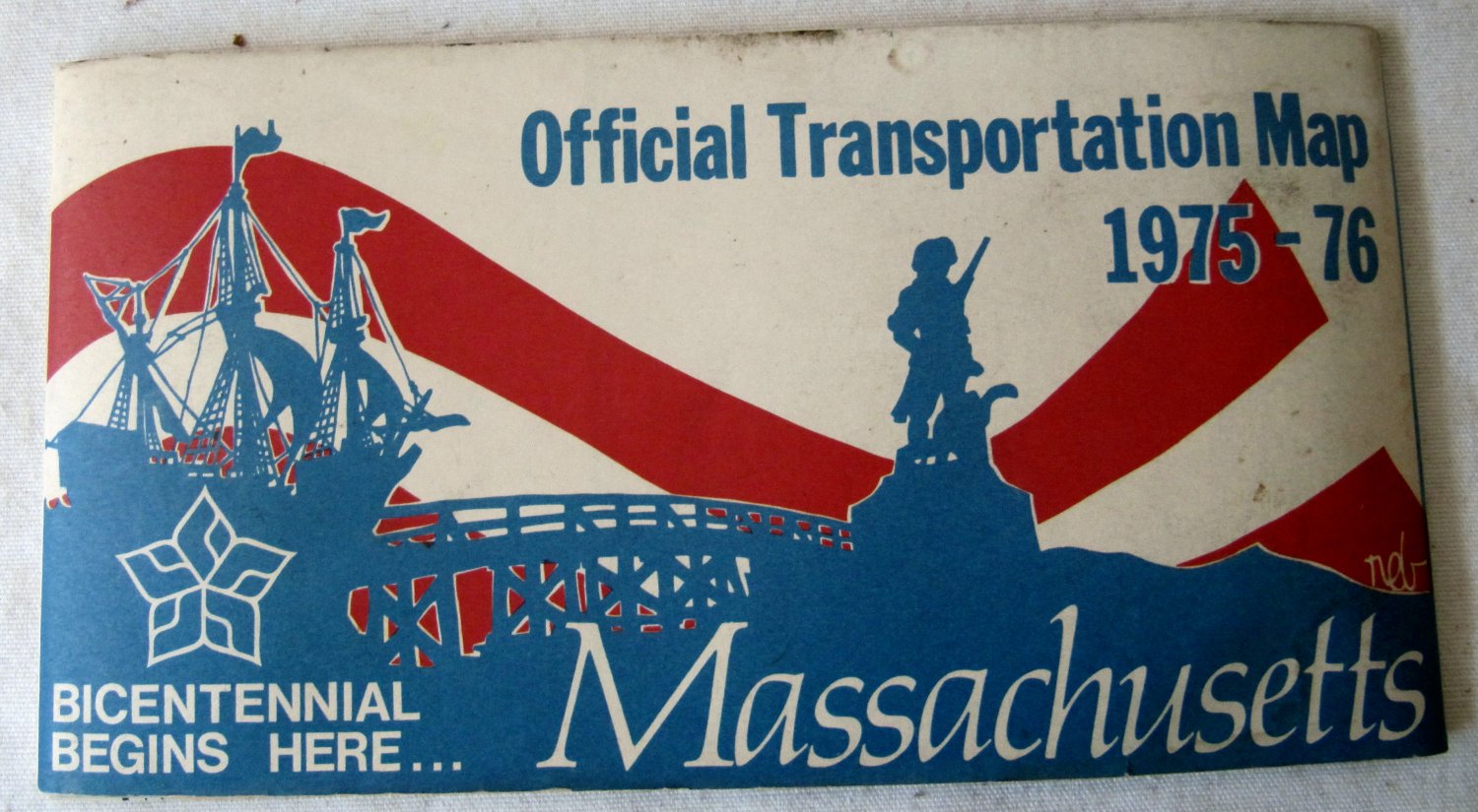 Vintage Official Massachusetts Map Road Highway Transportation 1976 Bicentennial Dukakis
