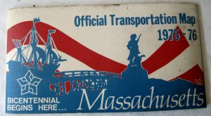 Vintage Official Massachusetts Map Road Highway Transportation 1976 Bicentennial Dukakis