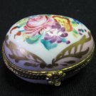 Vintage Handpainted Limoges D.T. Decor Main Egg Shaped Lidded Trinket Box Gilt Pink Floral