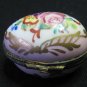 Vintage Handpainted Limoges D.T. Decor Main Egg Shaped Lidded Trinket Box Gilt Pink Floral