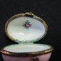 Vintage Handpainted Limoges D.T. Decor Main Egg Shaped Lidded Trinket Box Gilt Pink Floral