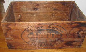 Large Vintage Hood Rubber Canvas Footwear Wooden Crate Box 26.5x16x12 Inches Advertising