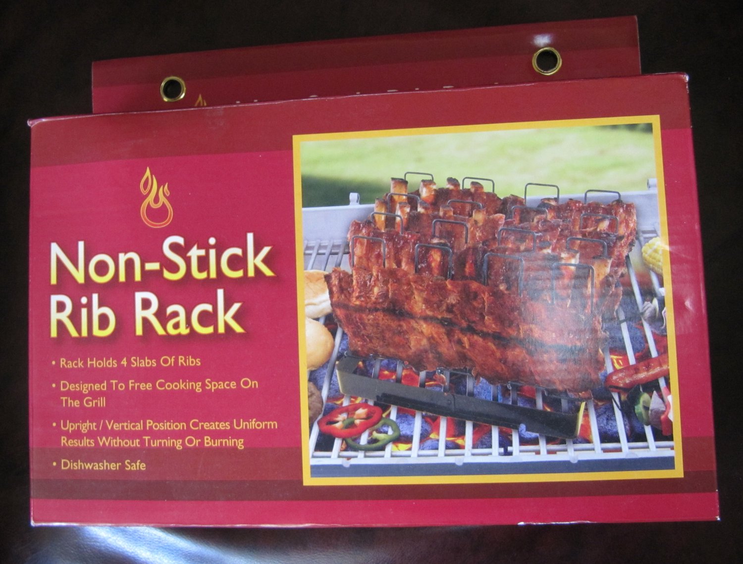 NonStick Rib Rack For Grilling Holds 4 Rib Slabs Upright Dishwasher Safe