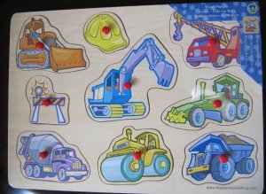 Leap Year Wood Puzzle Construction Equipment 9 Pieces with Knobs 12 x 8.5 In