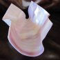 Vintage Art Glass Free Form Shaped Folded Bowl Sculpture in Creamy Pink Rose Iridescent