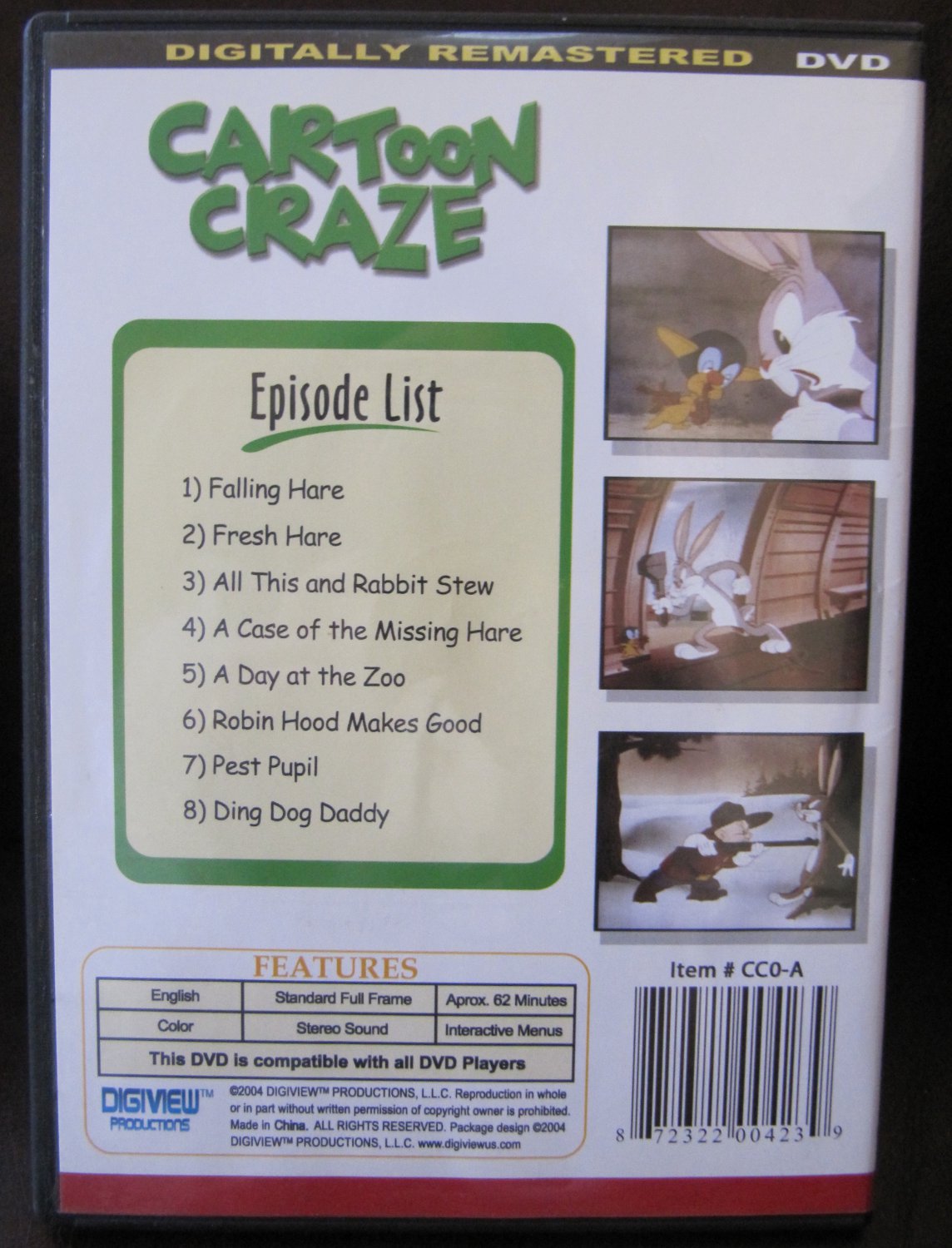 Cartoon Craze Presents Bugs Bunny Falling Hare DVD 8 Classic Episodes