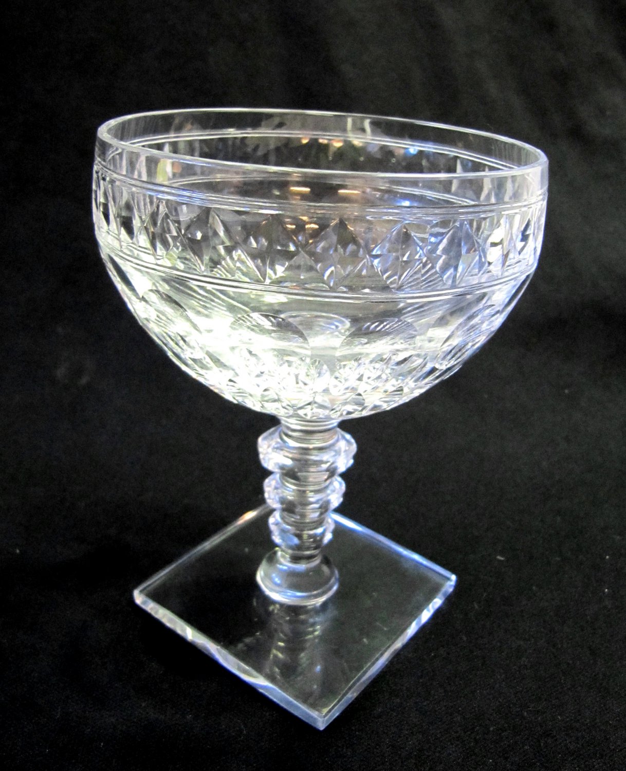 HAWKES MANOR Stem 6027 Crystal Champagne Sherbet Glass Square Base 4.75 ...