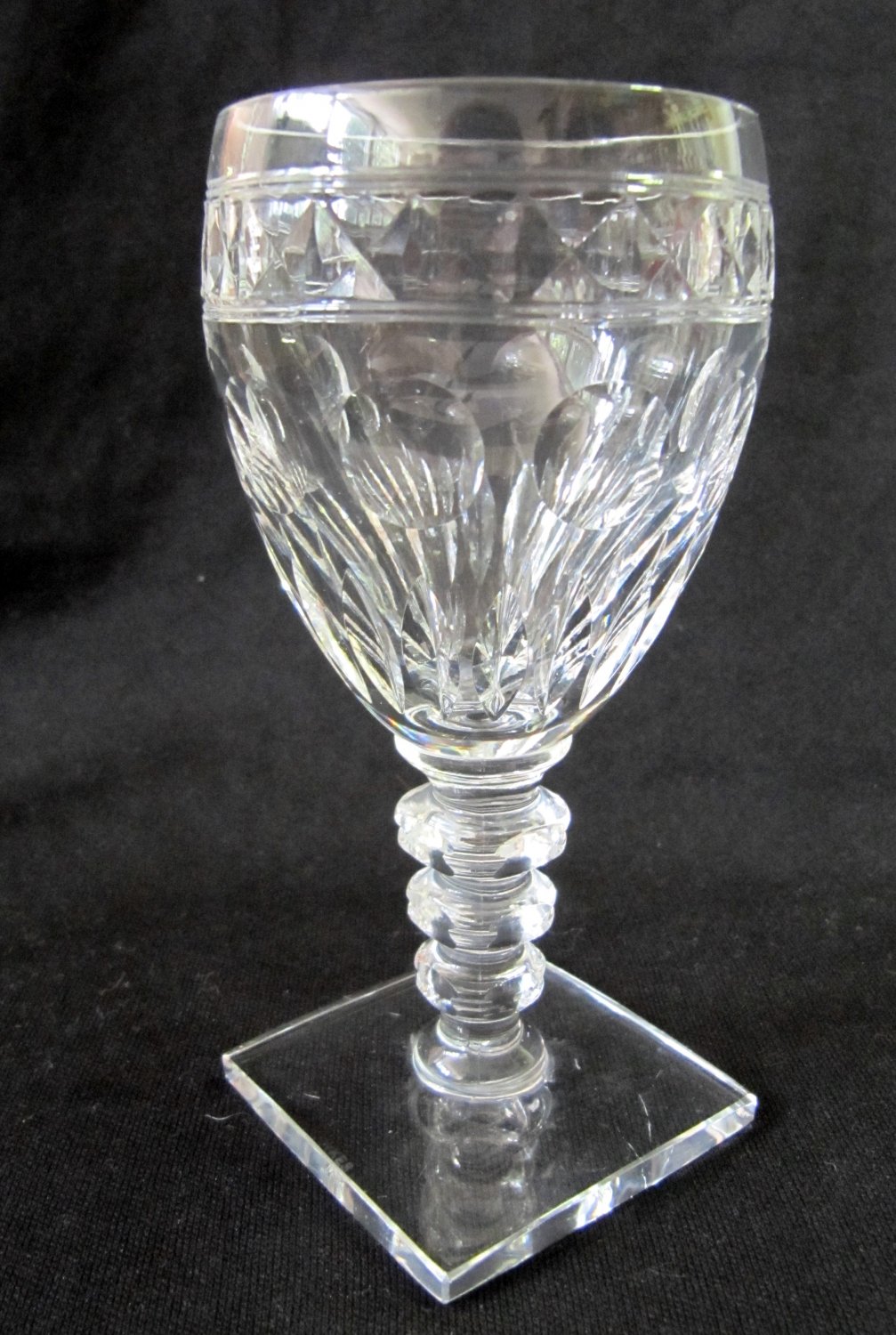 HAWKES Crystal Wine Cordial Glass Square Base Clear Notched Stem 4.875 ...