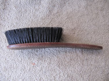 Vintage Clothes Brush Shoe Brush Tooled Leather Handle Natural Bristles 9 Inches