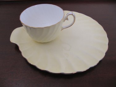 Vintage GLADSTONE Tea & Toast Snack Plate Yellow Gilt Trim Bone China with Teacup