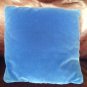 Vintage Needlepoint Satin Stitch Pillow Lt Blue with Blue Lavender Silver Cloverleaf Design 12x12 In